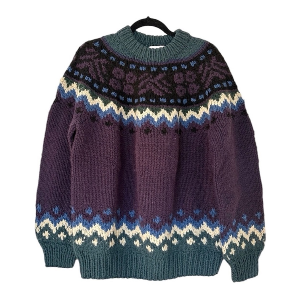 Vintage Handknits Fair Isle Knit Wool Sweater Made In Bolivia - Picture 1 of 4